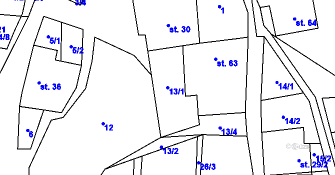 Parcela st. 13/1 v KÚ Chotovice, Katastrální mapa