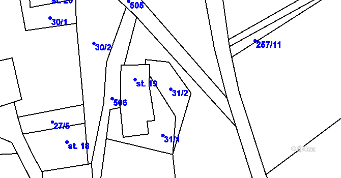 Parcela st. 31/2 v KÚ Chotovice, Katastrální mapa