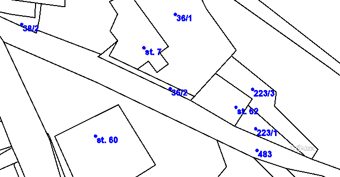 Parcela st. 36/2 v KÚ Chotovice, Katastrální mapa