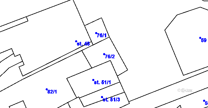 Parcela st. 76/2 v KÚ Chotovice, Katastrální mapa
