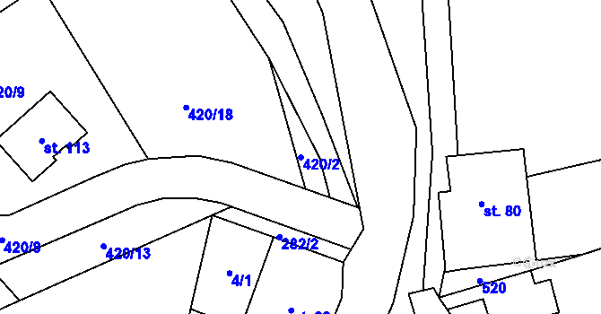 Parcela st. 420/2 v KÚ Chotovice, Katastrální mapa