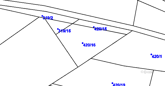Parcela st. 420/16 v KÚ Chotovice, Katastrální mapa