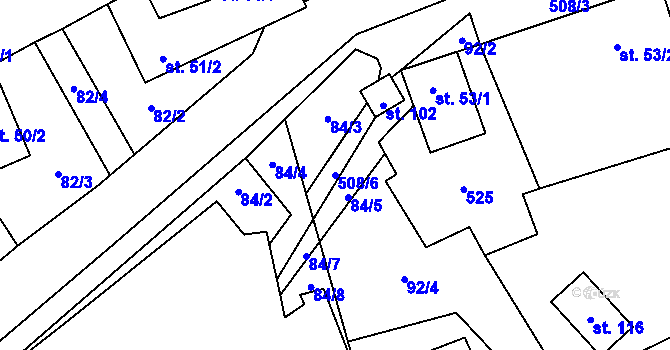 Parcela st. 508/6 v KÚ Chotovice, Katastrální mapa