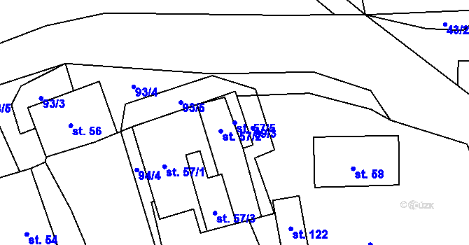 Parcela st. 57/5 v KÚ Chotovice, Katastrální mapa