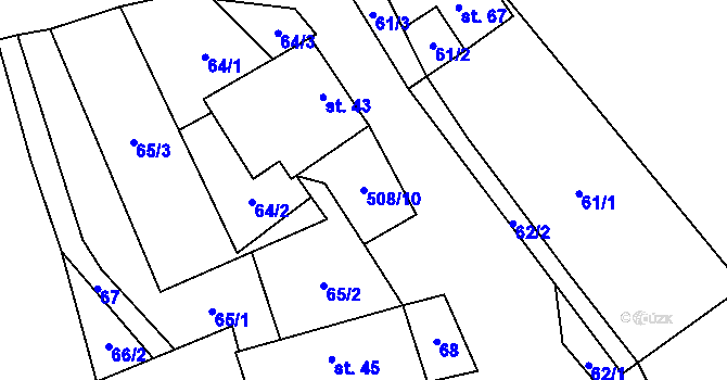 Parcela st. 508/10 v KÚ Chotovice, Katastrální mapa