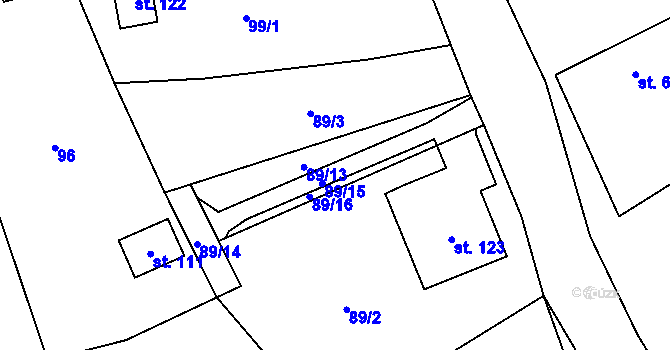 Parcela st. 89/13 v KÚ Chotovice, Katastrální mapa