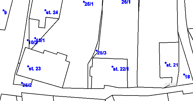 Parcela st. 25/3 v KÚ Chotovice, Katastrální mapa
