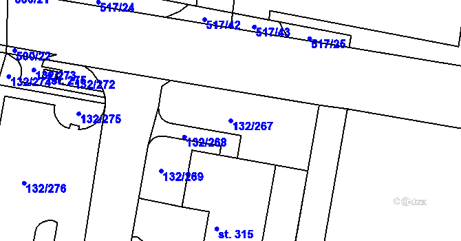 Parcela st. 132/267 v KÚ Červené Záhoří, Katastrální mapa