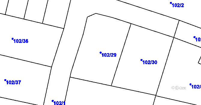 Parcela st. 102/29 v KÚ Červené Záhoří, Katastrální mapa