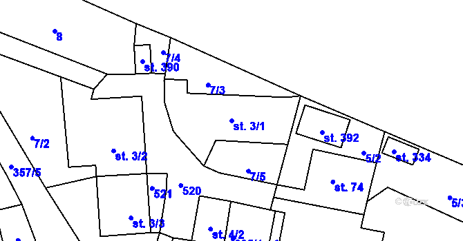 Parcela st. 3/1 v KÚ Chotoviny, Katastrální mapa