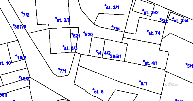 Parcela st. 4/2 v KÚ Chotoviny, Katastrální mapa