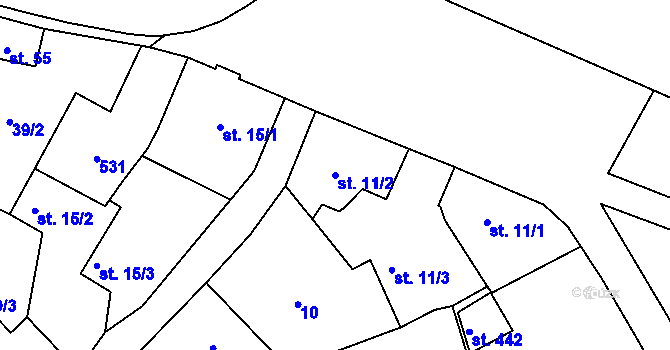 Parcela st. 11/2 v KÚ Chotoviny, Katastrální mapa