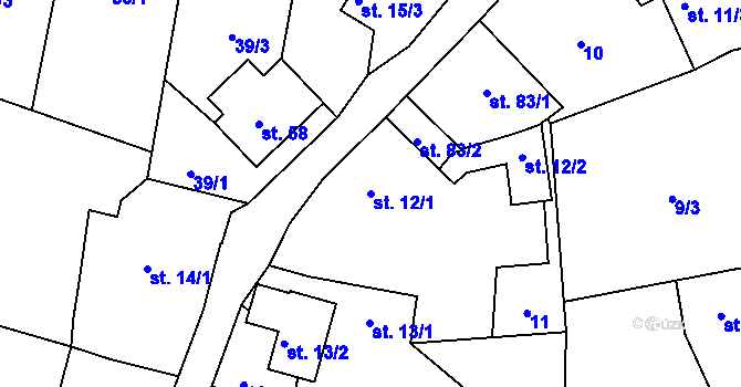 Parcela st. 12/1 v KÚ Chotoviny, Katastrální mapa