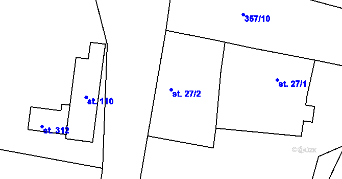 Parcela st. 27/2 v KÚ Chotoviny, Katastrální mapa
