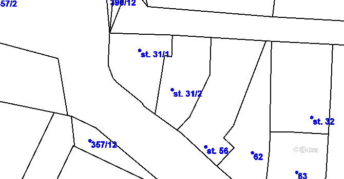 Parcela st. 31/2 v KÚ Chotoviny, Katastrální mapa