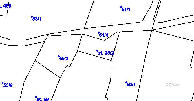 Parcela st. 38/2 v KÚ Chotoviny, Katastrální mapa