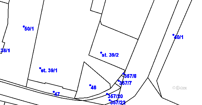 Parcela st. 39/2 v KÚ Chotoviny, Katastrální mapa