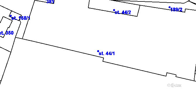 Parcela st. 44/1 v KÚ Chotoviny, Katastrální mapa