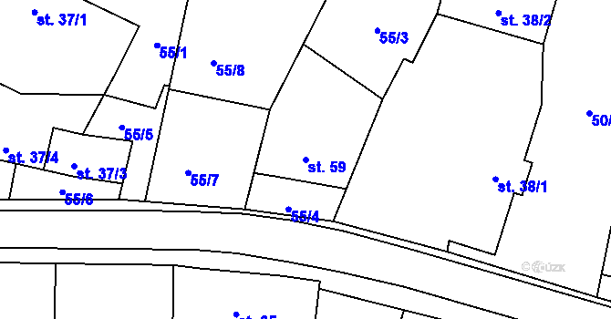 Parcela st. 59 v KÚ Chotoviny, Katastrální mapa