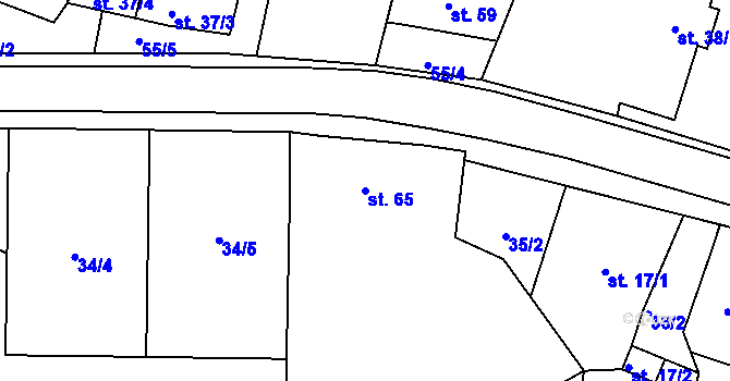Parcela st. 65 v KÚ Chotoviny, Katastrální mapa