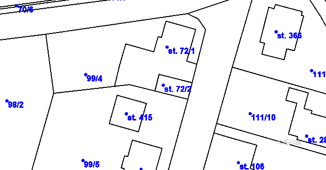 Parcela st. 72/2 v KÚ Chotoviny, Katastrální mapa