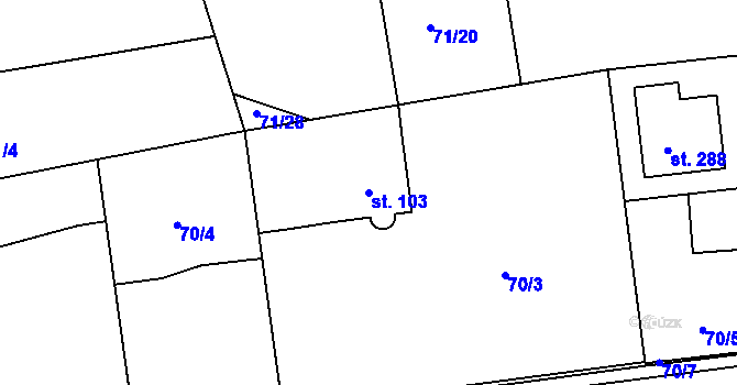 Parcela st. 103 v KÚ Chotoviny, Katastrální mapa