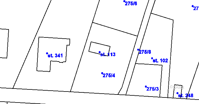 Parcela st. 113 v KÚ Chotoviny, Katastrální mapa