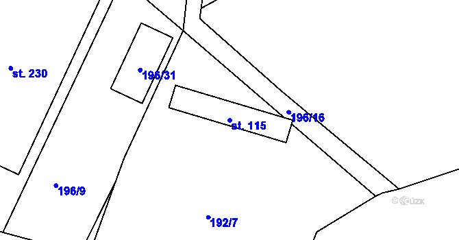 Parcela st. 115 v KÚ Chotoviny, Katastrální mapa