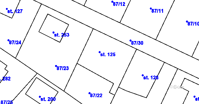 Parcela st. 125 v KÚ Chotoviny, Katastrální mapa