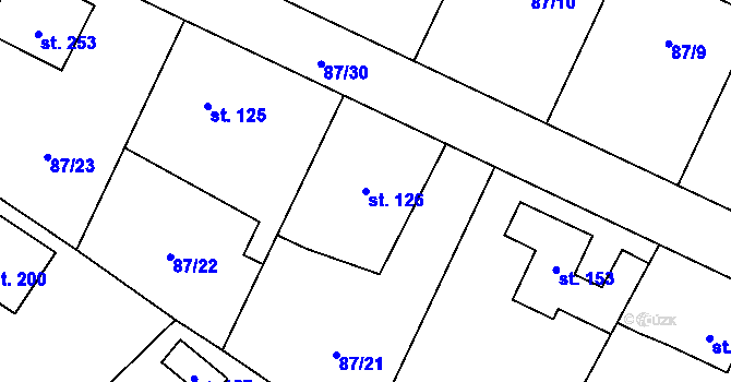 Parcela st. 126 v KÚ Chotoviny, Katastrální mapa