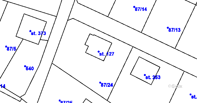 Parcela st. 127 v KÚ Chotoviny, Katastrální mapa