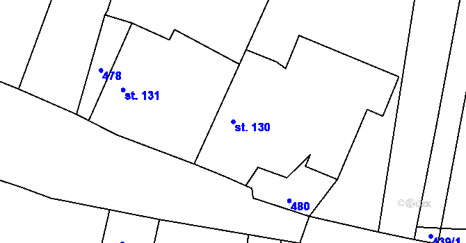 Parcela st. 130 v KÚ Chotoviny, Katastrální mapa