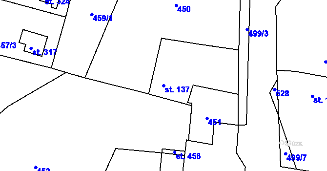 Parcela st. 137 v KÚ Chotoviny, Katastrální mapa