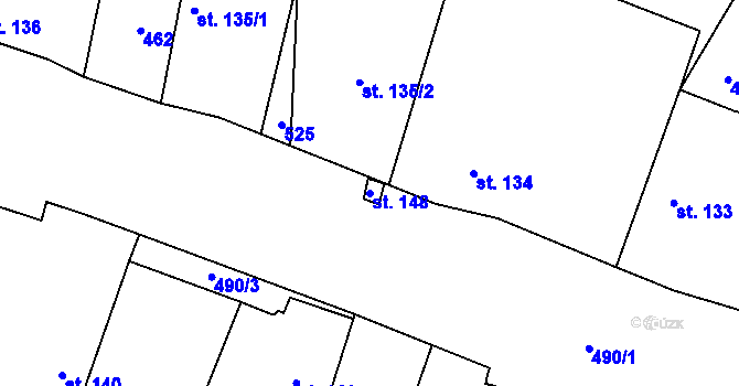 Parcela st. 148 v KÚ Chotoviny, Katastrální mapa