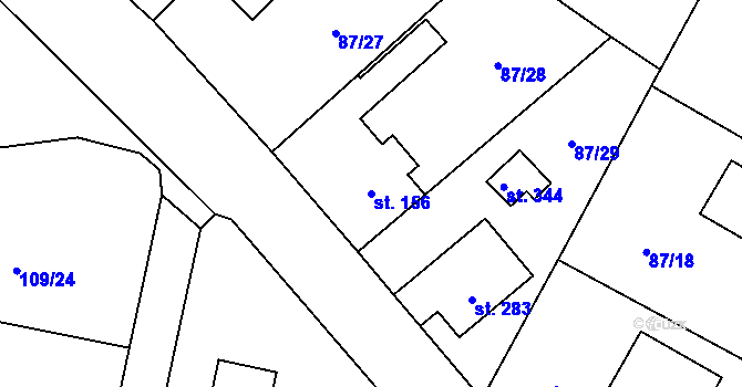 Parcela st. 156 v KÚ Chotoviny, Katastrální mapa