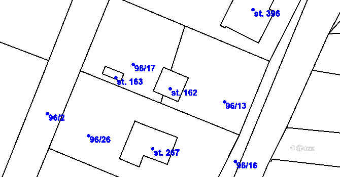 Parcela st. 162 v KÚ Chotoviny, Katastrální mapa