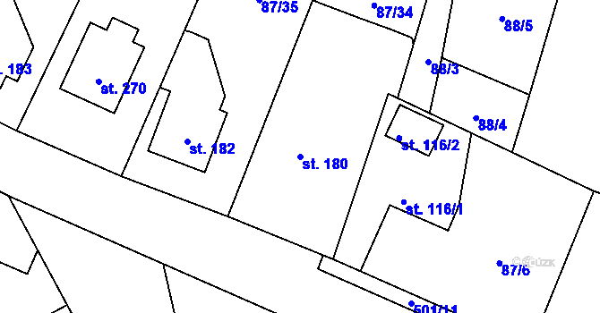 Parcela st. 180 v KÚ Chotoviny, Katastrální mapa