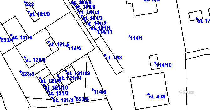 Parcela st. 193 v KÚ Chotoviny, Katastrální mapa