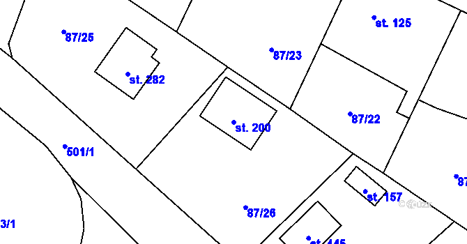 Parcela st. 200 v KÚ Chotoviny, Katastrální mapa