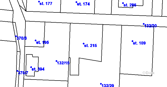 Parcela st. 215 v KÚ Chotoviny, Katastrální mapa