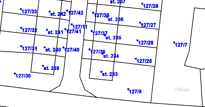 Parcela st. 234 v KÚ Chotoviny, Katastrální mapa