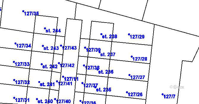 Parcela st. 237 v KÚ Chotoviny, Katastrální mapa