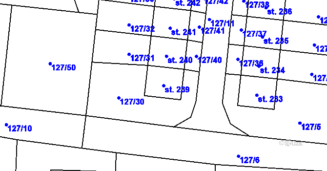 Parcela st. 239 v KÚ Chotoviny, Katastrální mapa