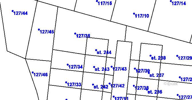 Parcela st. 244 v KÚ Chotoviny, Katastrální mapa