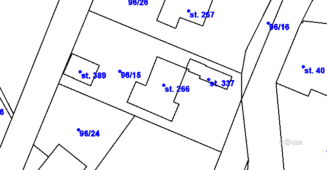 Parcela st. 266 v KÚ Chotoviny, Katastrální mapa