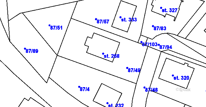 Parcela st. 268 v KÚ Chotoviny, Katastrální mapa