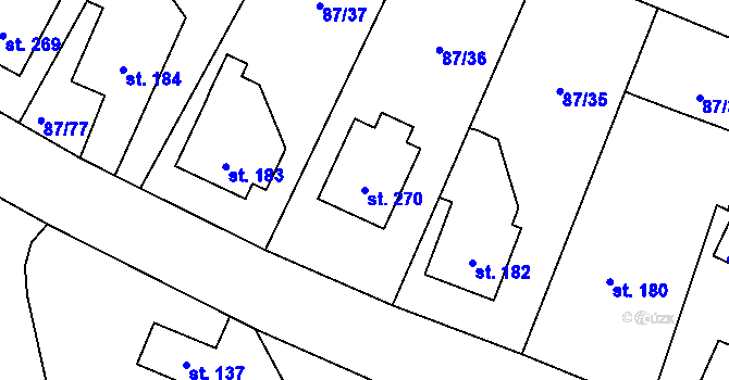 Parcela st. 270 v KÚ Chotoviny, Katastrální mapa
