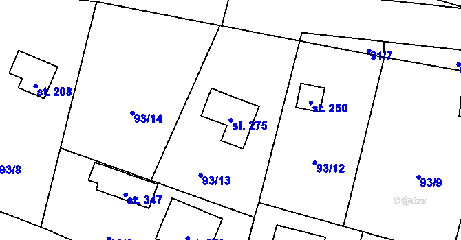 Parcela st. 275 v KÚ Chotoviny, Katastrální mapa