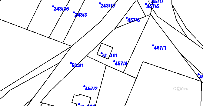 Parcela st. 311 v KÚ Chotoviny, Katastrální mapa