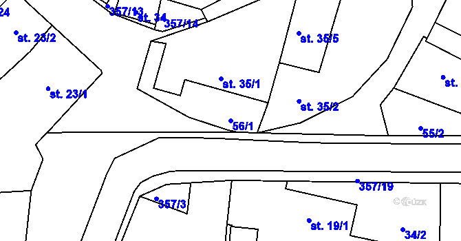Parcela st. 56/1 v KÚ Chotoviny, Katastrální mapa